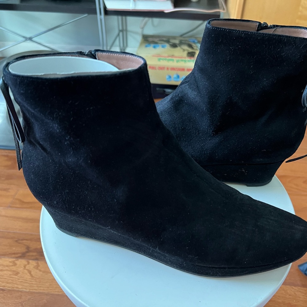 Alaia/ALAÏA PARIS black suede wedge ankle boots sz40 preowned very good